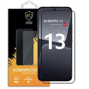 Xiaomi 13 Screenprotector, MobyDefend Gehard Glas Screensaver, Zwarte Randen
