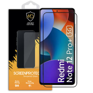 Xiaomi Redmi Note 12 Pro Plus 5G Screenprotector, MobyDefend Gehard Glas Screensaver, Zwarte Randen