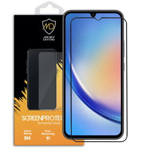 Samsung Galaxy A34 Screenprotector, MobyDefend Gehard Glas Screensaver, Zwarte Randen