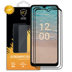 2-Pack Nokia G22 Screenprotectors, MobyDefend Gehard Glas Screensavers, Zwarte Randen