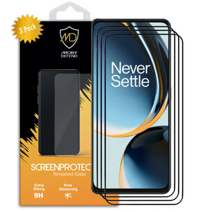 3-Pack OnePlus Nord CE 3 Lite Screenprotectors - MobyDefend Screensaver Met Zwarte Randen - Gehard Glas