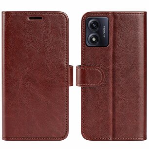 Motorola Moto E13 Hoesje, MobyDefend Wallet Book Case (Sluiting Achterkant), Bruin