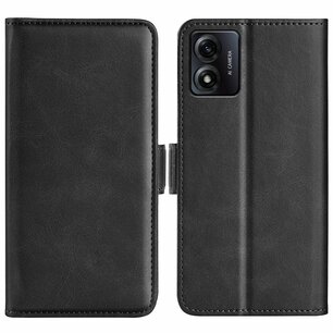 Motorola Moto E13 Hoesje, MobyDefend Luxe Wallet Book Case (Sluiting Zijkant), Zwart