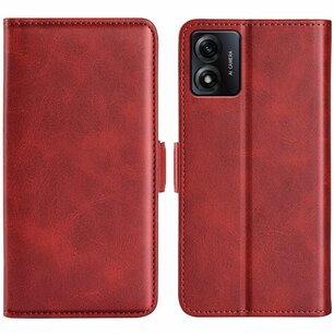 Motorola Moto E13 Hoesje, MobyDefend Luxe Wallet Book Case (Sluiting Zijkant), Rood