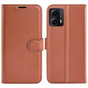 Motorola Moto G53 Hoesje, MobyDefend Kunstleren Wallet Book Case (Sluiting Voorkant), Bruin