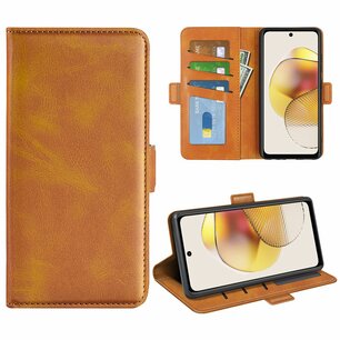 Motorola Moto G73 Hoesje, MobyDefend Luxe Wallet Book Case (Sluiting Zijkant), Lichtbruin