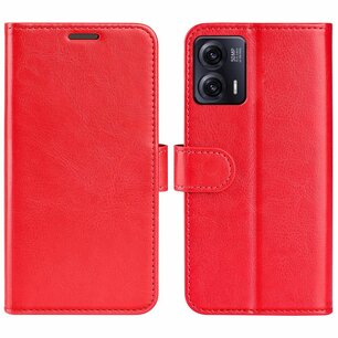 Motorola Moto G73 Hoesje, MobyDefend Wallet Book Case (Sluiting Achterkant), Rood