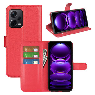 Xiaomi Redmi Note 12 Pro Plus 5G Hoesje, MobyDefend Kunstleren Wallet Book Case (Sluiting Voorkant), Rood