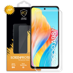 2-Pack Oppo A98 Screenprotectors, MobyDefend Case-Friendly Gehard Glas Screensavers