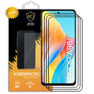 3-Pack Oppo A98 Screenprotectors, MobyDefend Gehard Glas Screensavers, Zwarte Randen
