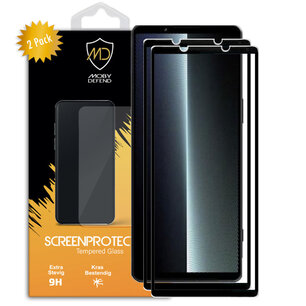 2-Pack Sony Xperia 1 V Screenprotectors, MobyDefend Gehard Glas Screensavers, Zwarte Randen