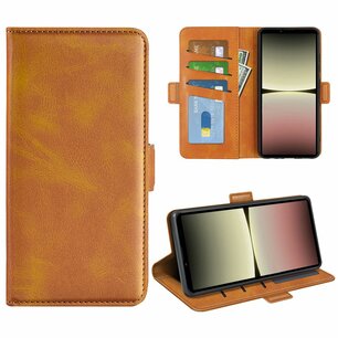 Sony Xperia 10 V Hoesje, MobyDefend Luxe Wallet Book Case (Sluiting Zijkant), Lichtbruin