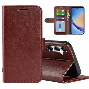 Samsung Galaxy A34 Hoesje, MobyDefend Wallet Book Case (Sluiting Achterkant), Bruin