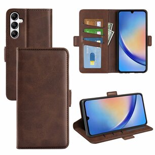 Samsung Galaxy A34 Hoesje, MobyDefend Luxe Wallet Book Case (Sluiting Zijkant), Bruin