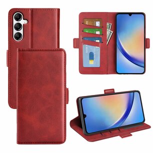 Samsung Galaxy A34 Hoesje, MobyDefend Luxe Wallet Book Case (Sluiting Zijkant), Rood