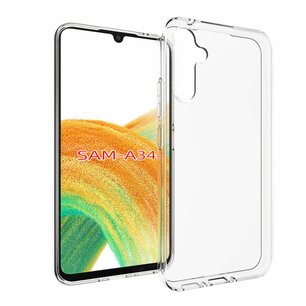 Samsung Galaxy A34 Hoesje, MobyDefend Transparante TPU Gelcase, Volledig Doorzichtig