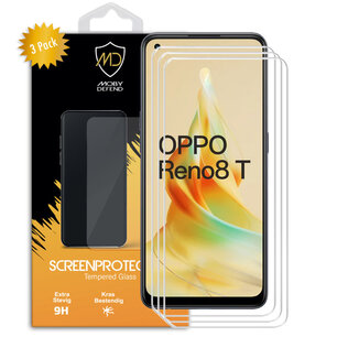 3-Pack Oppo Reno8 T Screenprotectors - MobyDefend Case-Friendly Screensaver - Gehard Glas