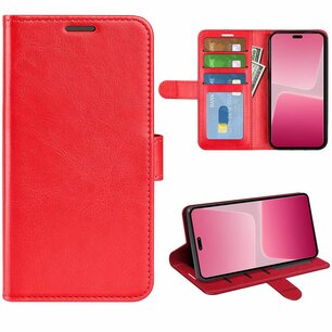 Xiaomi 13 Lite Hoesje, MobyDefend Wallet Book Case (Sluiting Achterkant), Rood