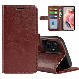 Xiaomi Redmi Note 12 4G Hoesje, MobyDefend Wallet Book Case (Sluiting Achterkant), Bruin