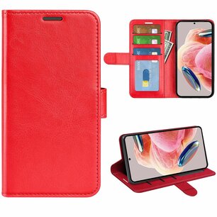 Xiaomi Redmi Note 12 4G Hoesje, MobyDefend Wallet Book Case (Sluiting Achterkant), Rood