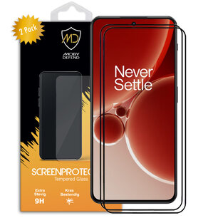 2-Pack OnePlus Nord 3 Screenprotectors, MobyDefend Gehard Glas Screensavers, Zwarte Randen