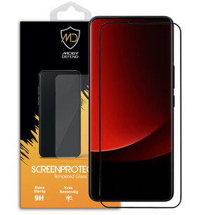 Xiaomi 13 Ultra Screenprotector, MobyDefend Gehard Glas Screensaver, Zwarte Randen
