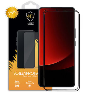 2-Pack Xiaomi 13 Ultra Screenprotectors, MobyDefend Gehard Glas Screensavers, Zwarte Randen