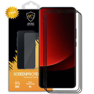 3-Pack Xiaomi 13 Ultra Screenprotectors, MobyDefend Gehard Glas Screensavers, Zwarte Randen