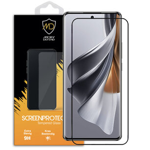 Oppo Reno10 / Reno10 Pro Screenprotector, MobyDefend Gehard Glas Screensaver, Zwarte Randen