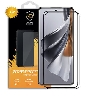 2-Pack Oppo Reno10 / Reno10 Pro Screenprotectors, MobyDefend Gehard Glas Screensavers, Zwarte Randen