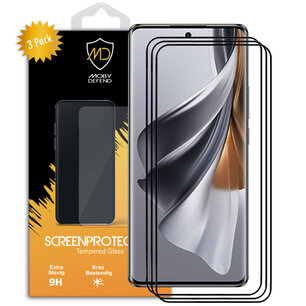 3-Pack Oppo Reno10 / Reno10 Pro Screenprotectors, MobyDefend Gehard Glas Screensavers, Zwarte Randen