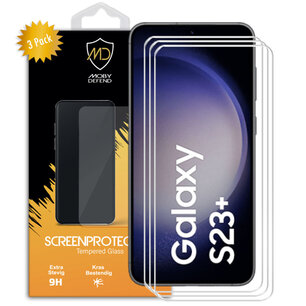 3-Pack Samsung Galaxy S23 Plus (S23+) Screenprotectors - MobyDefend Case-Friendly Screensavers - Gehard Glas