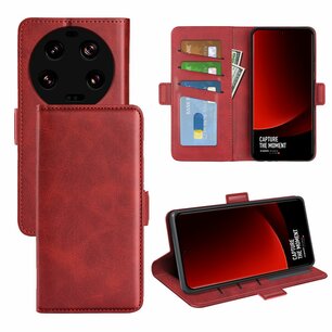Xiaomi 13 Ultra Hoesje, MobyDefend Luxe Wallet Book Case (Sluiting Zijkant), Rood