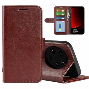 Xiaomi 13 Ultra Hoesje, MobyDefend Wallet Book Case (Sluiting Achterkant), Bruin