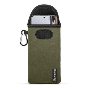 Hoesje voor Oppo Reno10 / Oppo Reno10 Pro, MobyDefend Neopreen Pouch Met Karabijnhaak, Insteekhoesje, Riemlus Hoesje, Groen