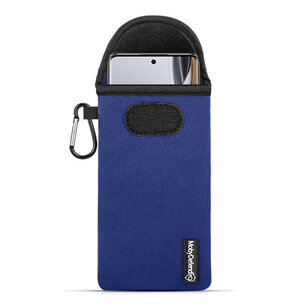 Hoesje voor Oppo Reno10 / Oppo Reno10 Pro, MobyDefend Neopreen Pouch Met Karabijnhaak, Insteekhoesje, Riemlus Hoesje, Blauw