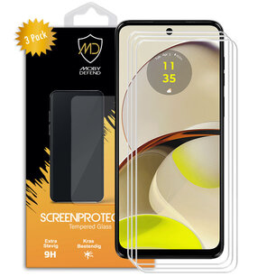 3-Pack Motorola Moto G14 Screenprotectors, MobyDefend Case-Friendly Gehard Glas Screensavers