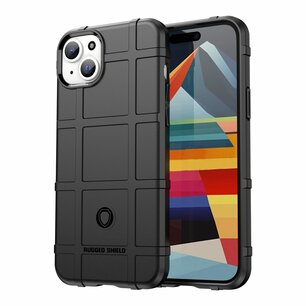 iPhone 15 Plus Hoesje, Rugged Shield TPU Gelcase, Zwart