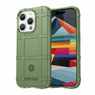 iPhone 15 Pro Hoesje, Rugged Shield TPU Gelcase, Groen