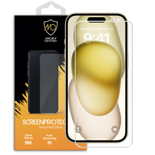 iPhone 15 Screenprotector, MobyDefend Case-Friendly Gehard Glas Screensaver