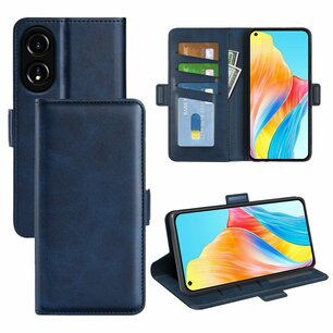 Oppo A78 (5G) Hoesje, MobyDefend Luxe Wallet Book Case (Sluiting Zijkant), Blauw