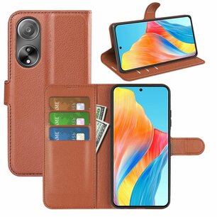 Oppo A98 Hoesje, MobyDefend Kunstleren Wallet Book Case (Sluiting Voorkant), Bruin