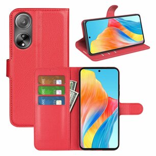 Oppo A98 Hoesje, MobyDefend Kunstleren Wallet Book Case (Sluiting Voorkant), Rood