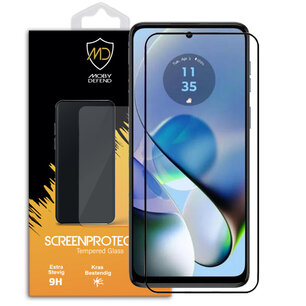 Motorola Moto G54 Screenprotector, MobyDefend Gehard Glas Screensaver, Zwarte Randen