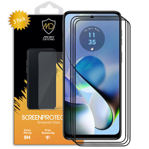 3-Pack Motorola Moto G54 Screenprotectors, MobyDefend Gehard Glas Screensavers, Zwarte Randen