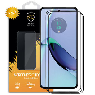 3-Pack Motorola Moto G84 Screenprotectors, MobyDefend Gehard Glas Screensavers, Zwarte Randen