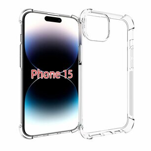 iPhone 15 Hoesje, MobyDefend Transparante Shockproof TPU Gelcase, Verstevigde Hoeken, Volledig Doorzichtig