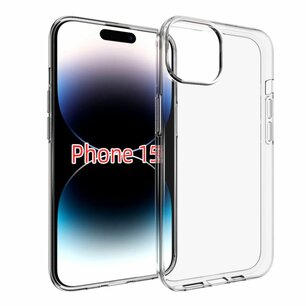 iPhone 15 Hoesje, MobyDefend Transparante TPU Gelcase, Volledig Doorzichtig