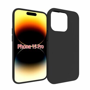 iPhone 15 Pro Hoesje, MobyDefend  TPU Gelcase, Mat Zwart