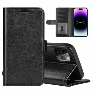 iPhone 15 Pro Max Hoesje, MobyDefend Wallet Book Case (Sluiting Achterkant), Zwart